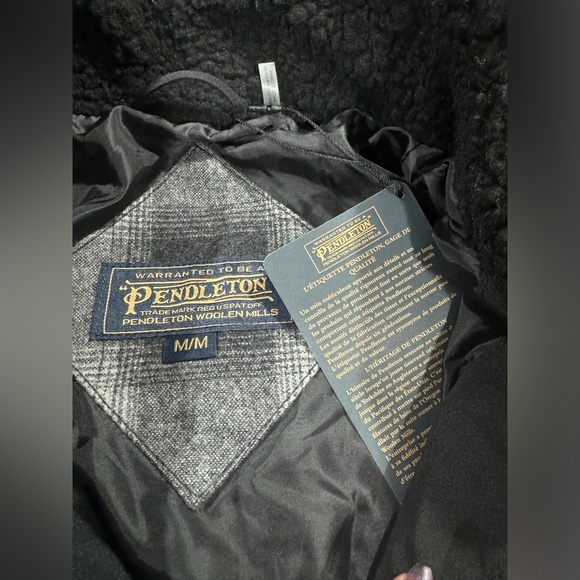 Pendleton Livingston Wool Faux Shearling Fleece Zip Jacket Charcoal - Picture 5 of 5